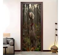 Living Room Art Door Poster 95x215 cm Animal Weimaraner Waterproof Door Sticker Self-Adhesive PVC Removable Door Sticker Light Brown Wallpaper Decoration for Bedrooms