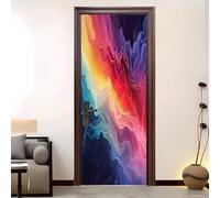 Living Room Art Door Poster 95x215 cm Dreamy Colorful Sound Waves Waterproof Door Sticker Self-Adhesive PVC Removable Door Sticker Multicolor Wallpaper Decoration for Bedrooms
