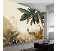 Living Room Bedroom Cartoon Style Wallpaper, Nature Jungle Leaves Fawn Wall Mural for TV Backdrop Child Room - Non-Woven Wall Paper 300W x 210H cm Photo Wallpaper Home Decor