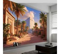 Living Room Bedroom Natural Scenery Wallpaper, Sunshine Street Palm Trees Wall Mural for TV Backdrop Child Room - Non-Woven Wall Paper 200W x 140H cm Photo Wallpaper Home Decor