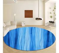 Living Room Carpet 100 cm Round Rugs Sea Wave Vertical Stripe Printed Round Rug, Non-Slip Washable Circle Mat Abstract Art Soft Carpet for Entryway Bedroom Kids Room Kitchen Office