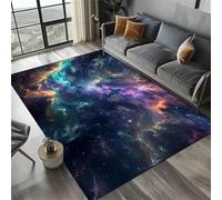 Living Room Carpet 3D Outer Space Universe Cartoon Child Game Area Rugs Kids Play Mat Soft Flannel Memory Foam Galaxy Starry Sky Stars printed Boys Girls Room Carpets (Purple Blue,140 * 200 cm)