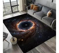 Living Room Carpet 3D Outer Space Universe Cartoon Child Game Area Rugs Kids Play Mat Soft Flannel Memory Foam Galaxy Starry Sky Stars printed Boys Girls Room Carpets (Gray Yellow,100 * 120 cm)