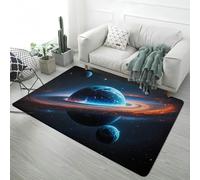 Living Room Carpet Galaxy Vortex Planet Universe Landscape 3D Blue Purple Anti-slip & Soft Gaming Rug for Boy Girl Teen Bedroom, Modern Decorative Floor Mat, Non-slip Bedside Rugs, 120x160 cm, Color 2
