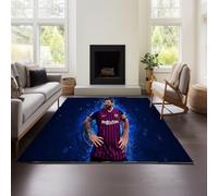 Living Room Carpet, Lionel Messi Short Pile Carpets Decoration Fluffy Soft Washable & Anti-slip Modern Plain Carpet for Children's Room, Bedside Rug Mat (Messi 01,100x120cm)