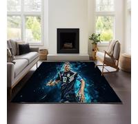 Living Room Carpet, Lionel Messi Short Pile Carpets Decoration Fluffy Soft Washable & Anti-slip Modern Plain Carpet for Children's Room, Bedside Rug Mat (Messi 02,45x120cm)