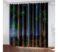 Living Room Curtains 84 Inches Long, Kitchen Curtain Psychedelic Trees Polyester Brown Green Drapes Blackout Home Decorative 2 Panels 92W x 84L Inch