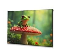 Living Room Decor A Frog Sits On A Red Mushroom In A Forest. Canvas Decorative Picture Bathroom Pictures Dining Room Decor(30x40cm)