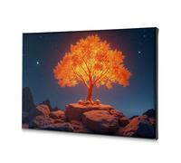 Living Room Decor A Glowing Tree Stands On A Rocky Outcrop Under A Starry Night Sky. Canvas Decorative Picture Living Room Decor Baptism Decorations(20x30cm)