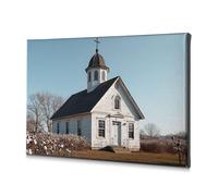 Living Room Decor A Quaint White Church With A Steeple Stands Amidst A Serene Landscape. Canvas Decorative Picture Easter Decoration Bathroom Art Wall Decor(20x30cm)