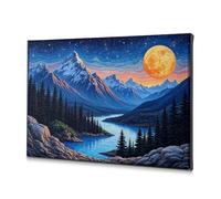 Living Room Decor A Serene Mountain Landscape With A Full Moon Rising. Canvas Decorative Picture Easter Decoration Bathroom Art Wall Decor(40x60cm)