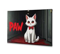Living Room Decor A White Cat With Red Eyes Sits In A Hallway, Surrounded By Blood Canvas Decorative Picture Living Room Decor Baptism Decorations(20x30cm)