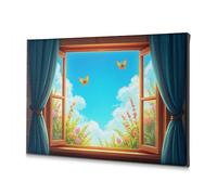 Living Room Decor Butterflies Flutter, Flowers Bloom, Sky So Blue. Canvas Decorative Picture Easter Decoration Bathroom Art Wall Decor(30x40cm)