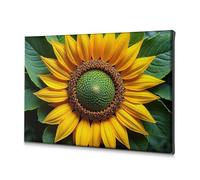 Living Room Decor Wall A Vibrant Sunflower With Bright Yellow Petals And Green Leaves. Canvas Decorative Picture Home Wall Decor Rustic Home Decor(30x40cm)