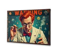 Living Room Decor Warning: Mad Scientist At Work! Canvas Decorative Picture Easter Decoration Bathroom Art Wall Decor(40x60cm)