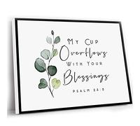 Living Room Decorations For Men,Psalm 23 5 My Cup Overflows With Your Blessings Bible Verse Wall Art Print Farmhouse Scripture Printable Baptism Psalm 23 Lord Shepherd,12x16 Inch UnFramed Wall Art