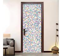Living Room Door Sticker 82x200 cm Colorful Polka Dot Pattern Vinyl Removable Stickers Multicolor Self-Adhesive Door Murals Wallpaper Waterproof Wall Poster for Bedroom Home Decor