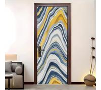 Living Room Door Sticker 88x200 cm Abstract Waves Vinyl Removable Stickers Colorful Self-Adhesive Door Murals Wallpaper Waterproof Wall Poster for Bedroom Home Decor