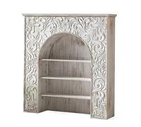 Living Room Fireplace Decorative Cabinet Home Living Room French Entryway Mantel White European Vintage Solid Wood Carved Shelves Storage Decor