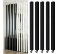 Living Room Floor to Ceiling Wall Post Partitions Screens, Wood Slat Room Divider Column with Adjustable Feet, Office Dividers Pillars 28 36 48 60 70 80 Inches High(Black 5 Pack,225cm/88.5in/7.38ft)