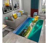 Living Room Large Area Rugs 3D Island Beach Landscape Rugs Super Soft Thick Rug Hallway Runners Bedroom Carpet Large Floor Mat Non-Shedding Carpets 80 X 120 Cm, Stain Resistant Easy Cl /9541012524751