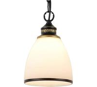 Living Room Light Fixture, Simple American Country Iron Pendant Lamp Chandelier Light Restaurant Retro Ceiling Hanging Light Fixture with Milk White Glass Lampshade,Hallway