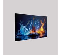 Living Room Musical electric guitar Canvas Artwork 50 x 40 cm Blue Framed Picture Print Modern Wall Decoration for Bedroom Hallway Office