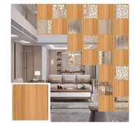 Living Room Partition with Complete Kit, 5mm Thick Waterproof Wood Plastic Partitions, Semi-Privacy Decor Screen, 2 Styles(Natural-A,6Pcs)