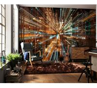 Living room photo wallpaper City Lights 368x248 cm Fusion Effect brown red decor