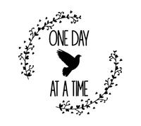 Living Room Quotes Art Wall Stickers Vinyl One Day at A Time Dove Pattern FamilyGardening-XL-75x77cm-Black