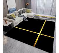 Living Room Rug 120cm x 180cm Shaggy Soft And Elegant Carpets For The Bedrooms And Kitchen, Easy To Clean, Many Different Sizes Black Minimalist Geometry Rug