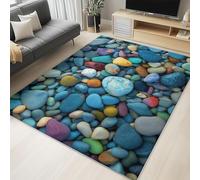 Living Room Rug 140 x 200 cm Multicoloured Rug Machine Washable Stones pebbles Area Rug Non Slip Animal Vintage Low Pile Rugs for Living Room Bedroom Bedside Farmhouse Dining Room Kids Playroom