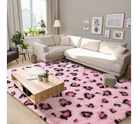 Living Room Rug 5x8 Area Rug for Kids Room Fluffy Bedroom Rug Pink Leopard/Cheetah Print Rug Fuzzy Nusery Rug for Girls Boys Modern Faux Fur Rugs Washable Carpets