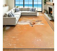 Living Room Rug 80 x 150 cm Jungle Fox Wildflowers Area Rug, Machine Washable Non-Slip Soft Low Pile Carpet Dreamy Whimsical for Bedroom, Kitchen, Hallway
