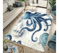 Living Room Rug 80 X 160 Cm / 31.49" X 62.99" Marine Animal Octopus 3D Printed Area Rug Flannel Bedroom Rug Decoration Men Boys Room Game Floor Mat Anti-Slip Kitchen Bathroom Rug -5Q7U6Q9
