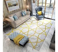 Living Room Rug 90cm x 150cm Modern Living Room Carpet Mat For Bedroom Large Area Rug Hallway Kitchen Extra Large Size Short Pile Rug White Gray Yellow Marble Texture