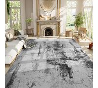 Living Room Rug 9x11 Ink Black Area Rugs Machine Washable Abstract Boho Large Rug Non-Slip Non-Shedding Faux Wool Indoor Vintage Carpet for Bedroom, Classroom, Dining Room, Kids Playroom