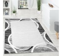 Living Room Rug Designer Border Flecked Grey Black Cream Unbeatable Deal