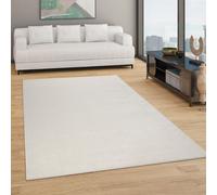 Paco Home Living Room Rug Plain Simple And Modern Short-Pile, Various Sizes and colours, Size:140x200 cm, Colour:Cream