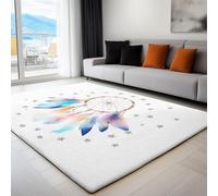 Living Room Rug With Minimalism Dream catcher Stars Printed, Non-Slip Soft Area Rug for the Bedroom Kids' Rooms Nurseries and Dorms (140 x 200 cm, Cream) - Machine Washable
