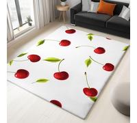 Living Room Rug With Minimalism Fruit Red Cherry Printed, Non-Slip Soft Area Rug for the Bedroom Kids' Rooms Nurseries and Dorms (160 x 230 cm, Cream) - Machine Washable