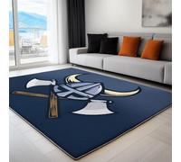 Living Room Rug With Retro Minimalism Viking Printed, Non-Slip Soft Area Rug for the Bedroom Kids' Rooms Nurseries and Dorms (180 x 240 cm, Dark Blue) - Machine Washable