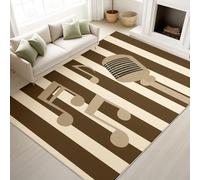 Living Room Rugs 160 x 230 cm, Vector Fluffy Carpet Musical Elements Simple Clean, Rugs Music Lovers, Beige Brown