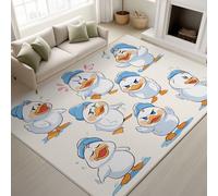 Living Room Rugs 50 x 80 cm, Animal Cartoon Fluffy Carpet Duck in Blue Hat Cute Diverse, Rugs Nursery Games Room, Blue White