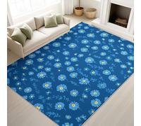 Living Room Rugs 50 x 80 cm, Minimalist Fluffy Carpet Flowers Healing Fresh, Rugs Laundry Room Study, Deep Blue
