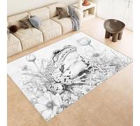 Living Room Rugs Large 140x200 cm Carpet Pattern Frog Flower Leaf Grass 3D Print Machine Washable Rug Non Slip Cashmere Imitation Material Suitable for Children's Room Bedroom Area Floor Mat Decor