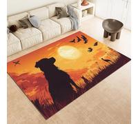 Living Room Rugs Large 140x200 cm Dog Carpet 3D Print Pattern Cute Pets Sunset Pet Lovers Machine Washable Rugs Cashmere Imitation Material Non-Slip Suitable for Kitchen Children's Room 9P-4
