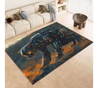 Living Room Rugs Large 160x230 cm Carpet Pattern Cat Mechanical Creative 3D Print Machine Washable Rug Non Slip Cashmere Imitation Material Suitable for Children's Room Bedroom Area Floor Mat Decor