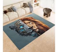 Living Room Rugs Large 160x230 cm Carpet Pattern Lion Mechanical Creative 3D Print Machine Washable Rug Non Slip Cashmere Imitation Material Suitable for Children's Room Bedroom Area Floor Mat Decor