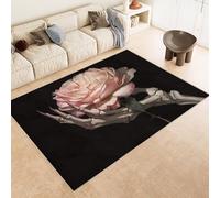 Living Room Rugs Large 160x230 cm Carpet Pattern Skull Hand Rose 3D Print Machine Washable Rug Non Slip Cashmere Imitation Material Suitable for Children's Room Bedroom Area Floor Mat Decor